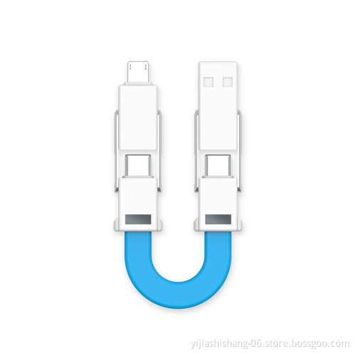 Yijiashishang 2020 Hot Promotion Gifts 4 in 1 Keychain USB Cable For Android Micro Usb Type C